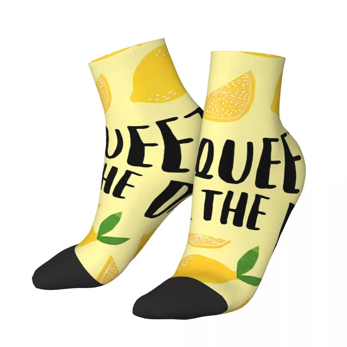 Squeeze The Day Lemon Men's Ankle Socks Unisex Hip Hop Seamless Printed Crazy Low Sock Gift