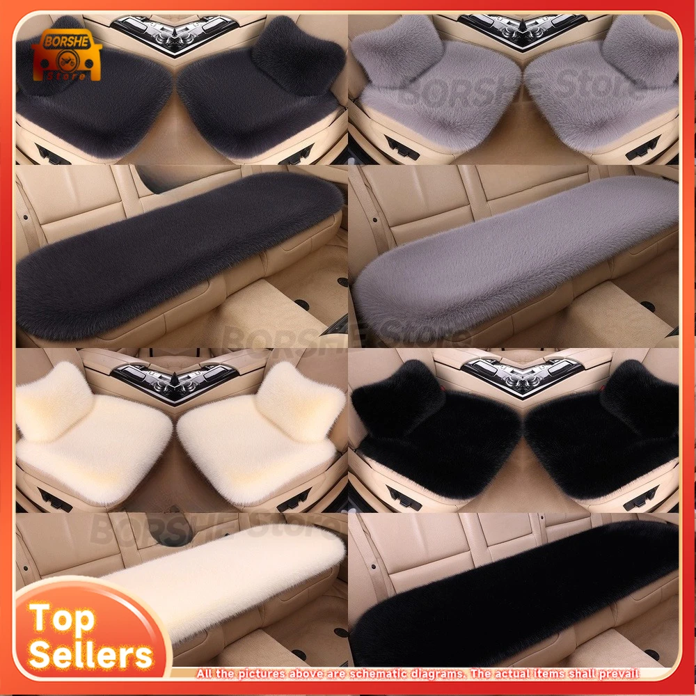 

Universal Seat CoversWholesale New Car Seat Cushion Faux Fox Fur Auto Seat Cover Winter Pad Three Piece Set Backless Universal