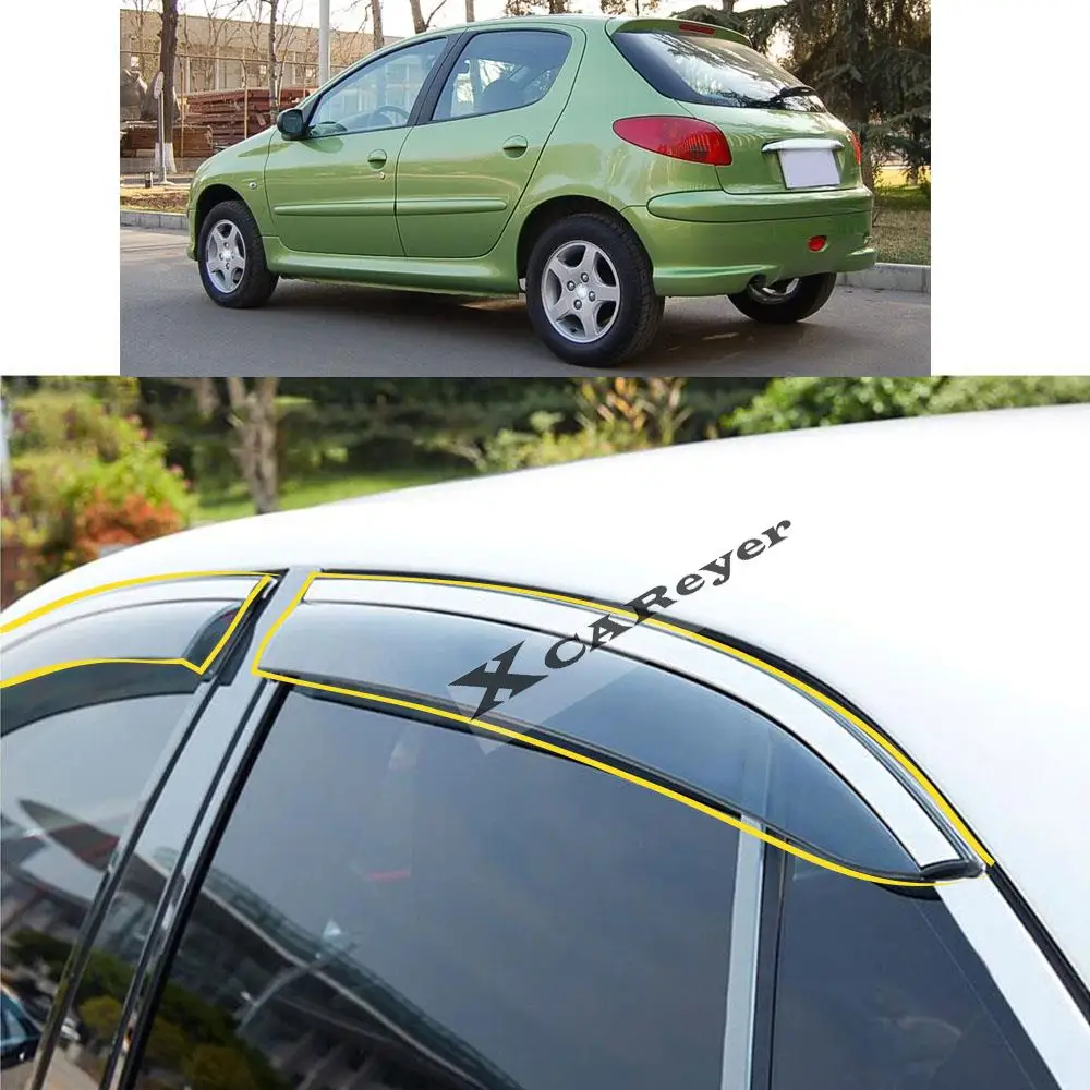 For Peugeot 206 2004 2005 2006 2007 2008 2009 2010 Car Body Styling Sticker Plastic Window Glass Wind Visor Rain/Sun Guard Vent