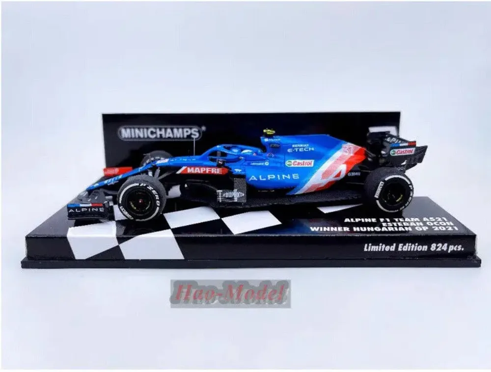 minichamps 1/43 For Alpine A521 F1 Racing 2021 Car Model Alloy Diecast Simulation Birthday Gifts Hobby Display Collection Blue