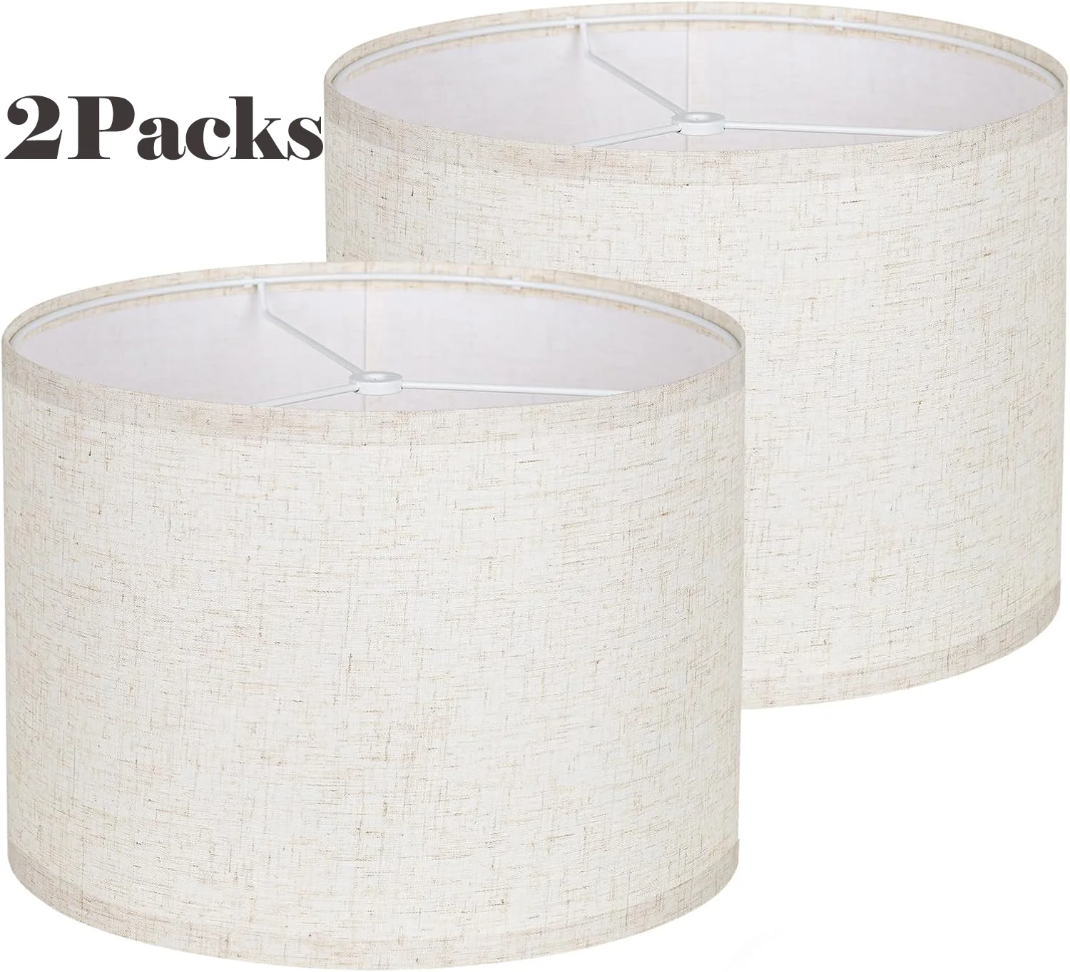 

Beige Drum Lampshade - Replacement for Table & Floor Lamps, Linen Fabric ,Lamp Shades set of 2, Easy Assembly Spider Fitter