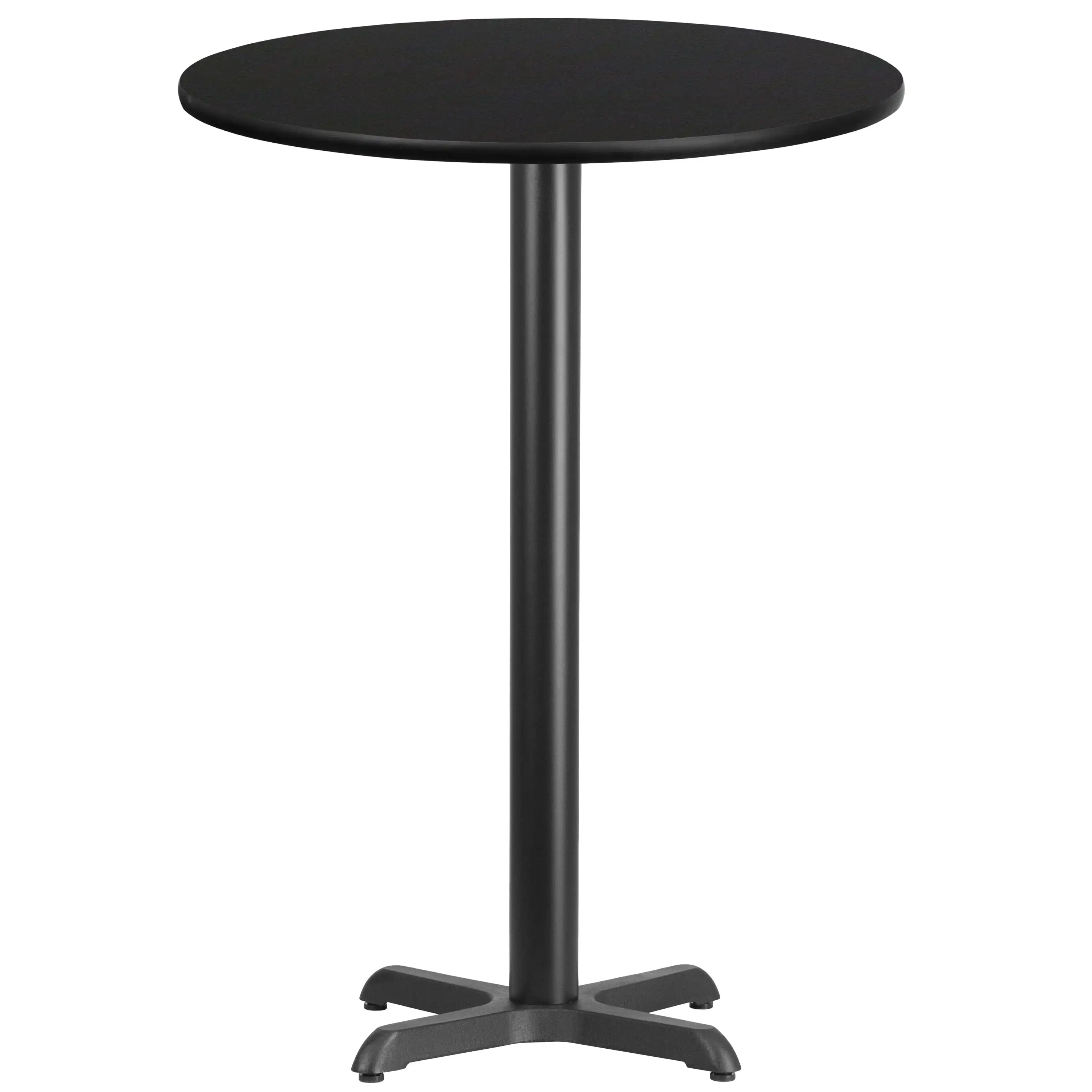 30'' Round Black Laminate Top Bar Table Kitchen Counter Height Dining Table Bistro Pub Cocktail Table