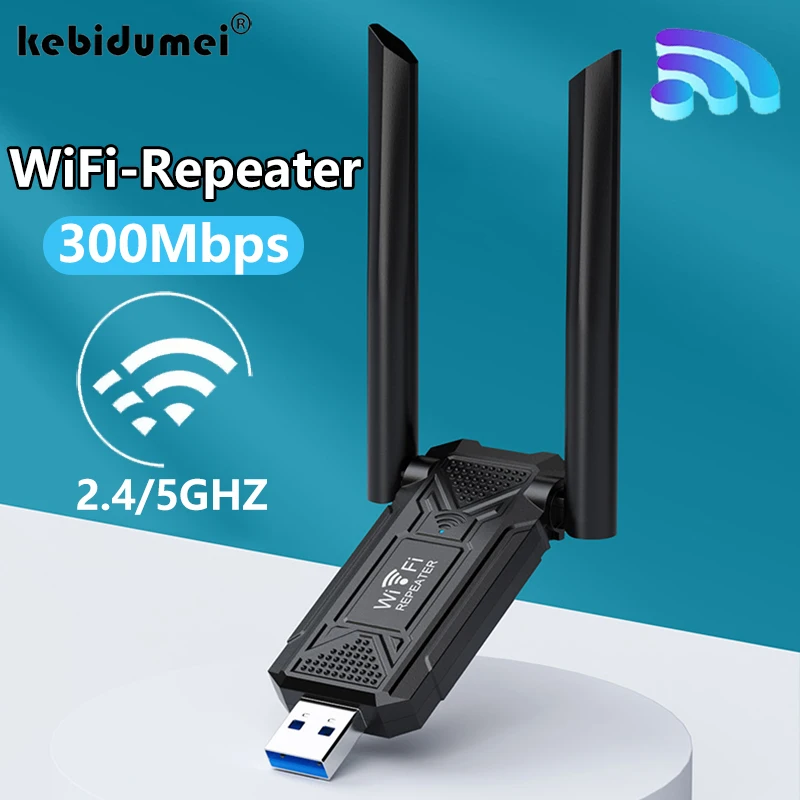 Répéteur WiFi sans fil 300Mbps, 2.4-5 mesurz, USB, routeur, extension, amplificateur de signal, booster, longue portée, point d'accès