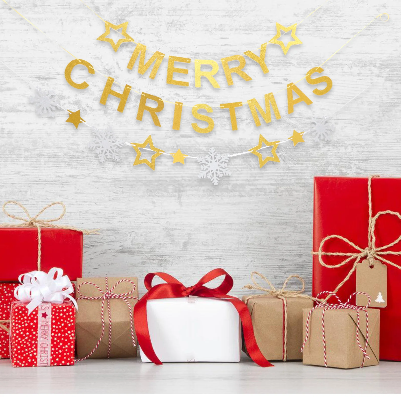مجموعة واحدة من لافتة تزيين حفلات عيد الميلاد، لافتة ورقية معلقة متعددة الاستخدامات للمنزل، احتفالية لعيد الميلاد، إكليل داخلي وخارجي #3