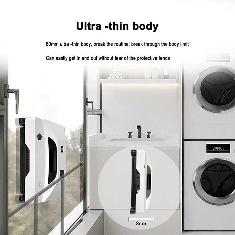 2800PA 강력 흡입력 진공청소기 초슬림 사각형 양방향 물 분사 스마트 창문 청소 로봇