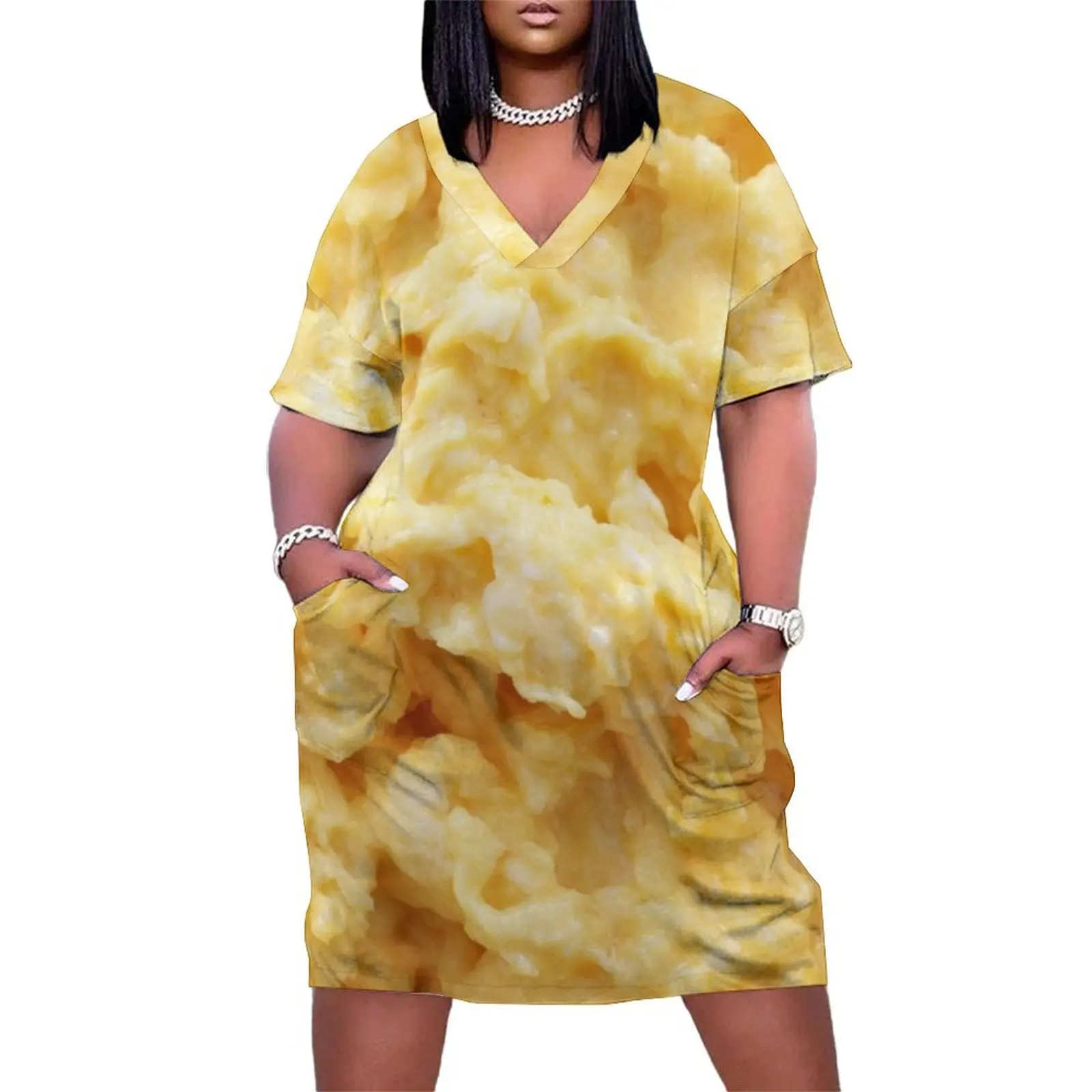 

Scrambled Eggs Loose Pocket Dress Long dress woman Woman clothes Women"s long dress