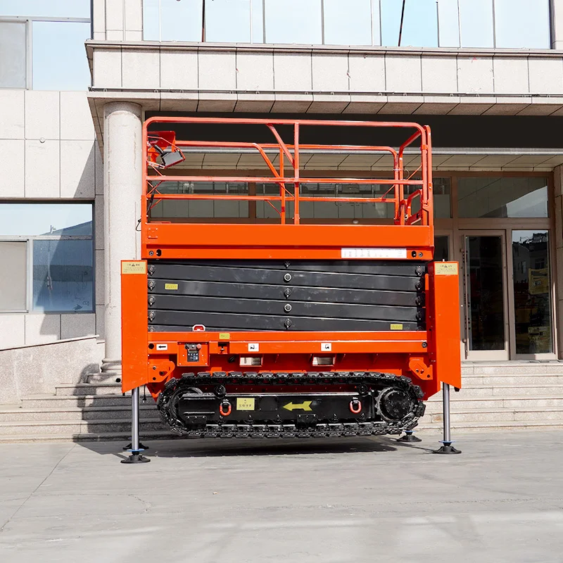 Hydraulic Scissor Lifting Table For Cargo Loading, Heavy Duty Stationary Platform With Wheels And Self-propelled System