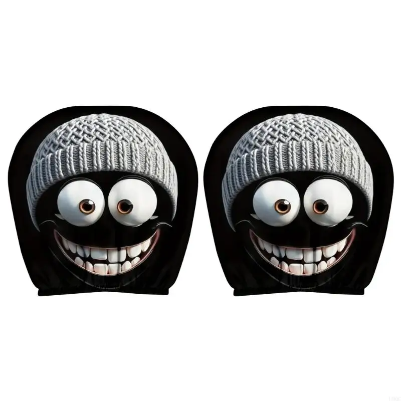 Pair Laughing Face Car Headrest Covers Stretchable for Various Vehicle Models New