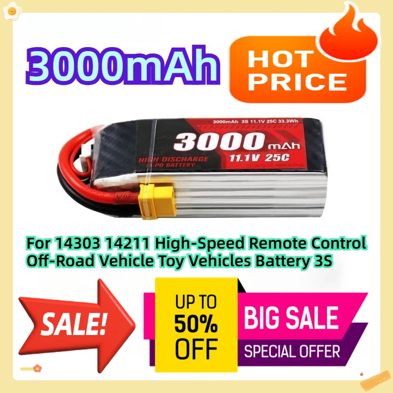 

For 14303 14211 High-Speed Remote Control Off-Road Vehicle Toy Vehicles Battery 3000mAh 3S 11.1V