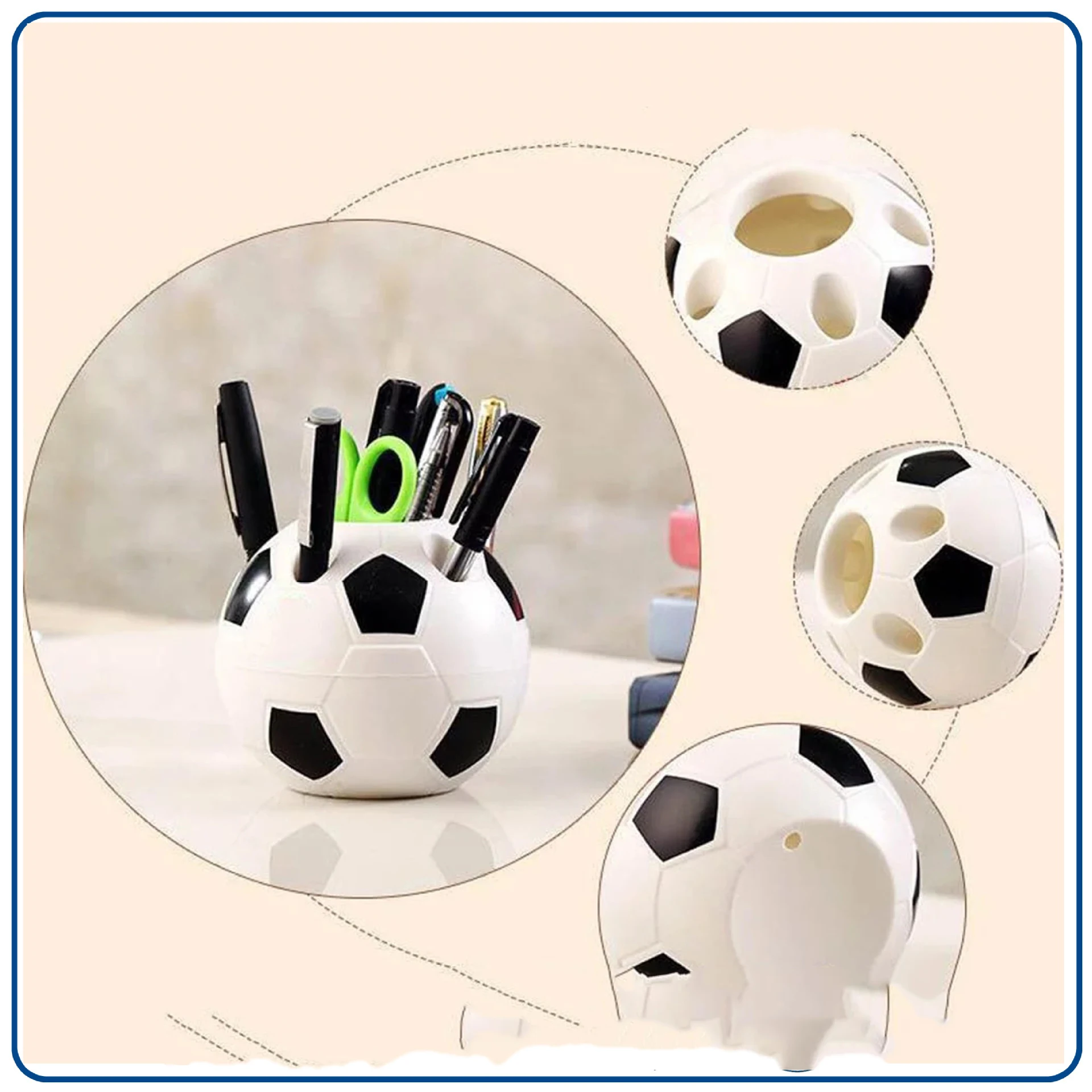 Imagem -02 - Futebol Forma Toothbrush Titular Desktop Rack Mesa Rack Futebol Ferramenta Decoração Home Estudante Presentes Suprimentos Caneta Lápis