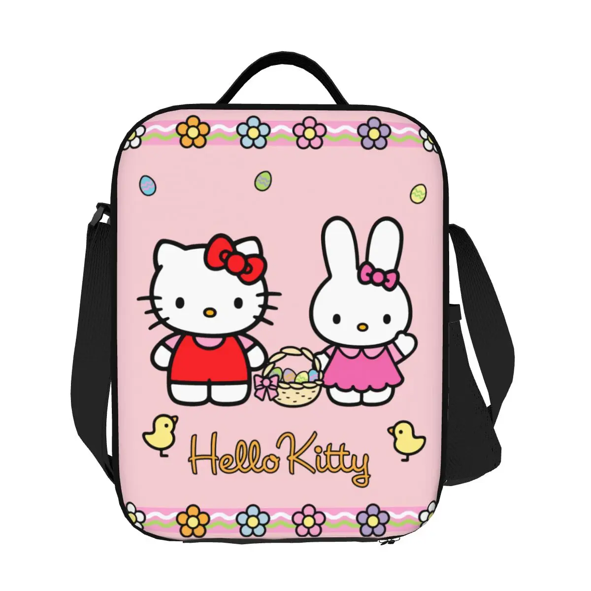 

Custom Easter Hello Kitty Lunch Bag Men Women Warm Cooler Insulated Lunch Boxes for Kids School