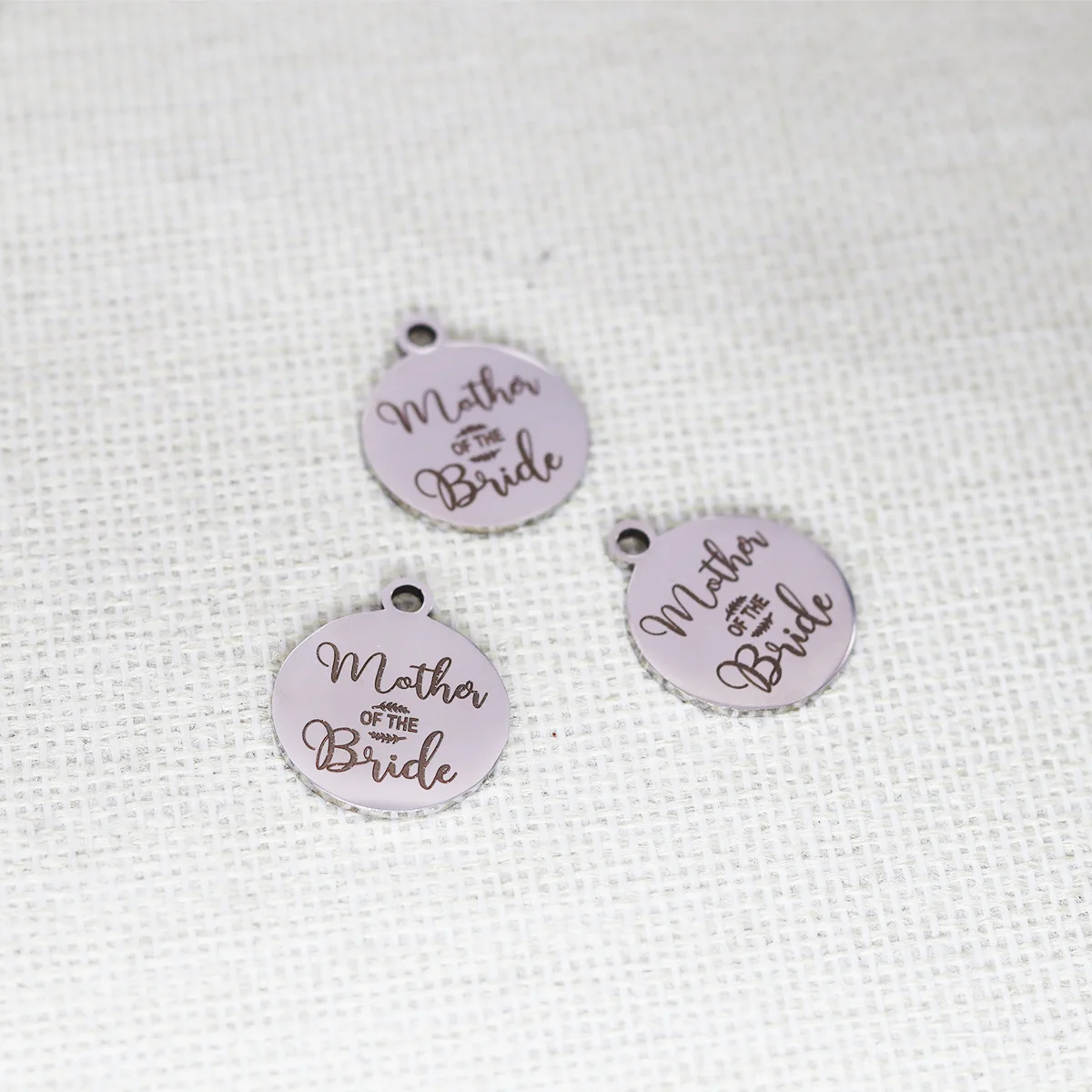 3pcs/Lot Mother of The Bride Laser Engraved Stainless Steel Charm for Jewelry Making Bracelets Pendants Lucky Gifts