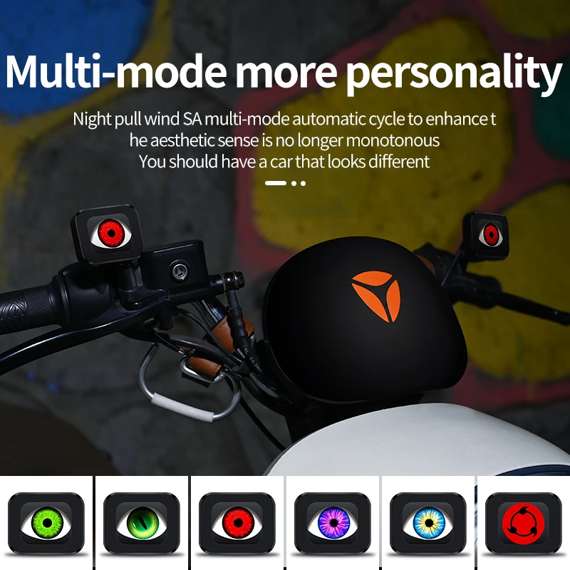 

Motorcycle LED Demon Eye Light with 6 Switchable Modes - Auto & Remote Manual Control for Scooters and Bikes