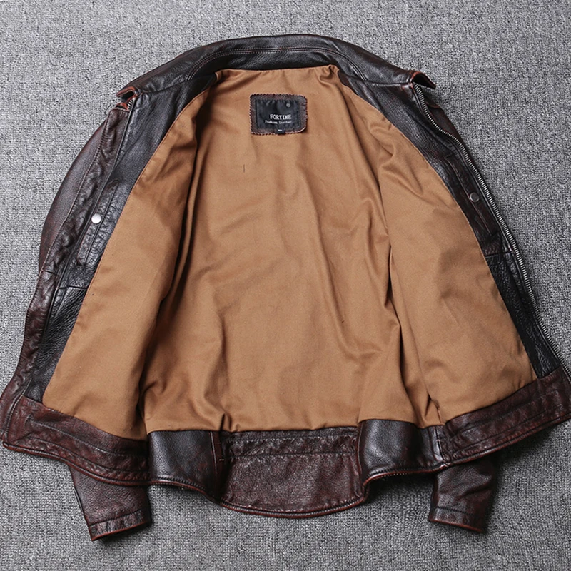 Top Layer Cowhide Leather Jacket Men Genuine Leisure Corium Coat Vintage Distressed Spring Autumn Motorcycle Swallow Tailed Suit