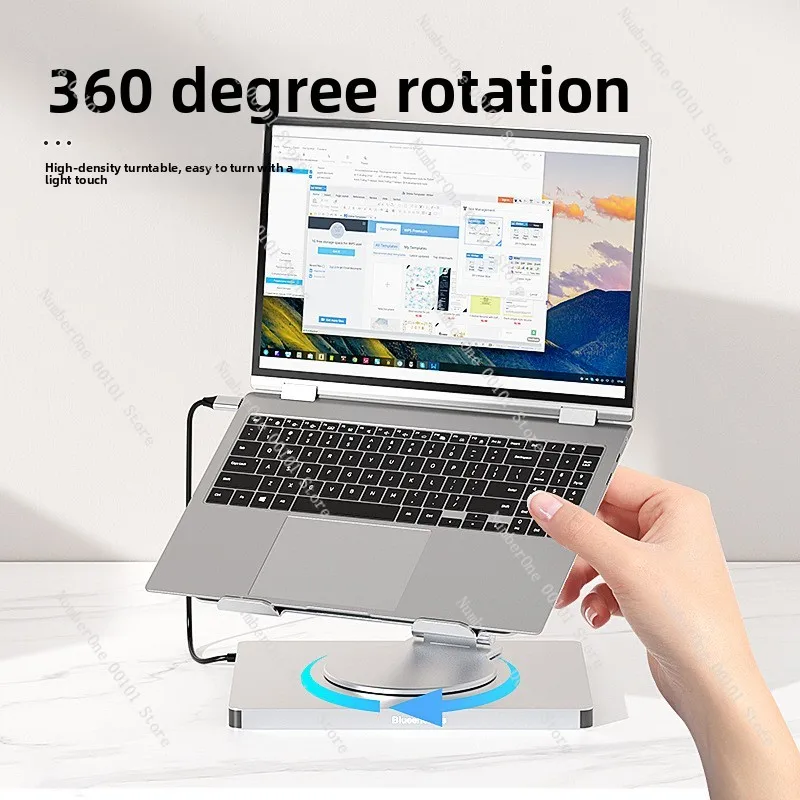 Rotatable Foldable Laptop Stand Docking Station, Type-C Hub with 4K 60Hz Gigabit Ethernet Desktop Expansion Dock