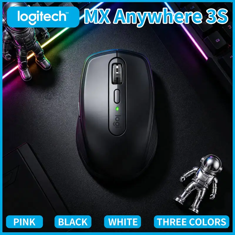Durable Logitech MX Anywhere 3S - 8K DPI, Hyper-Scroll, Silent Click, USB-C Charging, Multi-OS Support, Travel-Ready Build