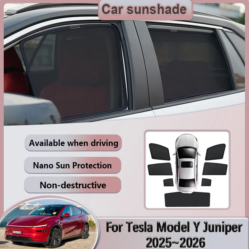 

Для Tesla Model Y Juniper 2025 2026 автомобильный сетчатый солнцезащитный козырек на окно солнцезащитный козырек наклейки покрывают шторы автозапчасти аксессуары