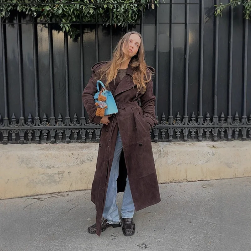 

Ele Belted Cardigan Slim Fit Mid-Length ey Faionable Sweater with Tie for Women Polyester Pure Color Autumn Wear