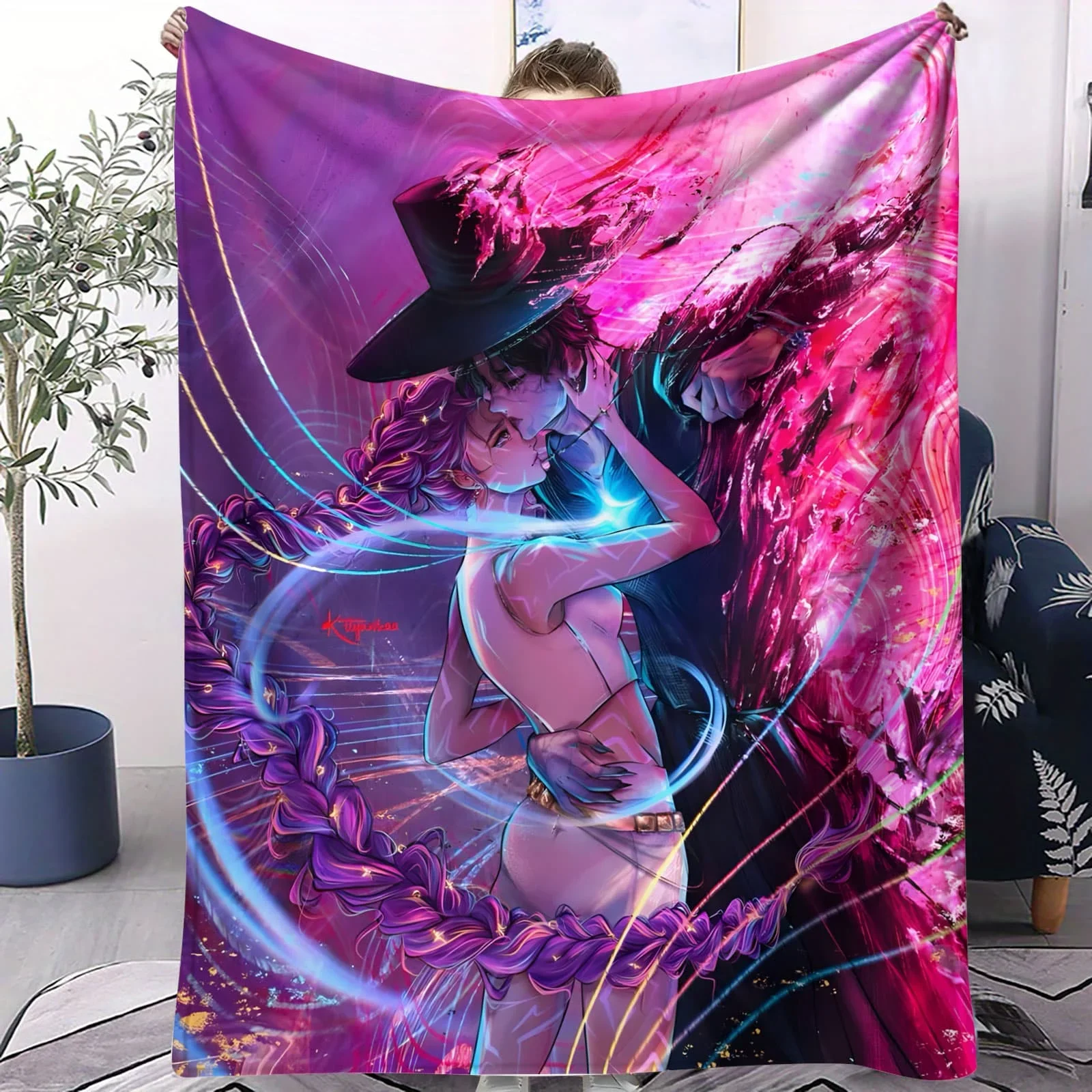 Trendy Virtual Idol Group Blanket - Neon Style Fleece Throw for Beds Sofa Living Room Home Decor Fans Adults Cozy Warm Gift