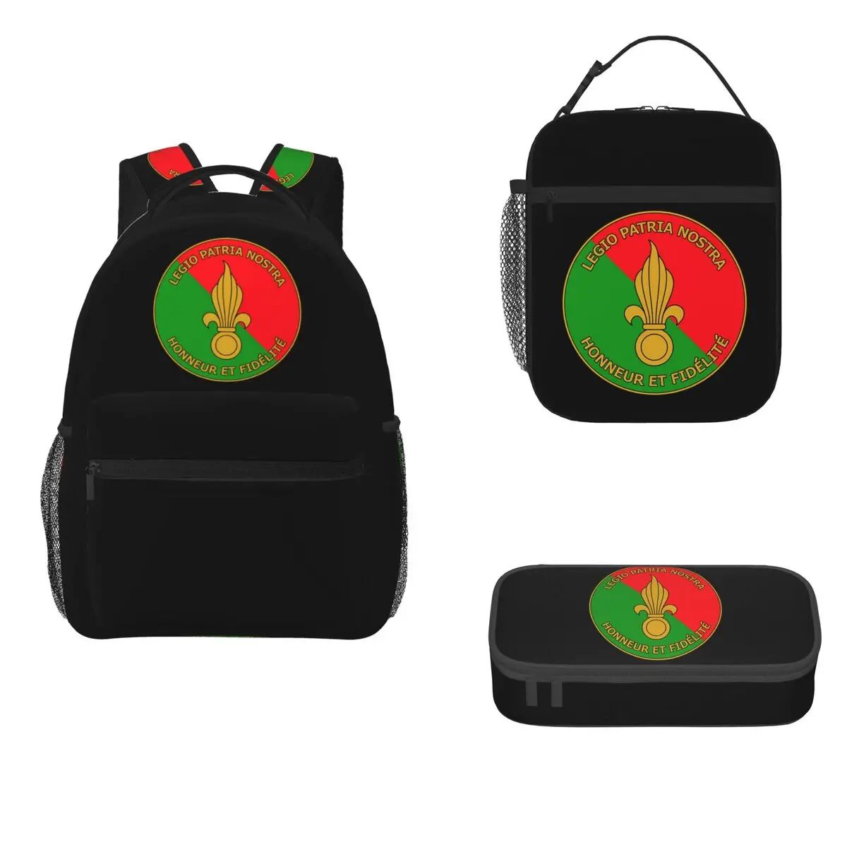 

French Foreign Legion Insignia Backpacks Boys Girls Bookbag School Bags Cartoon Kids Rucksack Lunch Bag Pen Bag Three-Piece Set