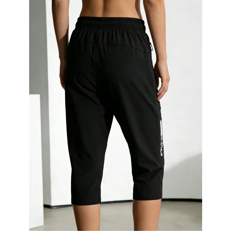 Men's Summer Stretch Sports Capri Pants Lightweight And Breathable Fitness Running Pants Essentials Shorts Man Y2k Elegant Black