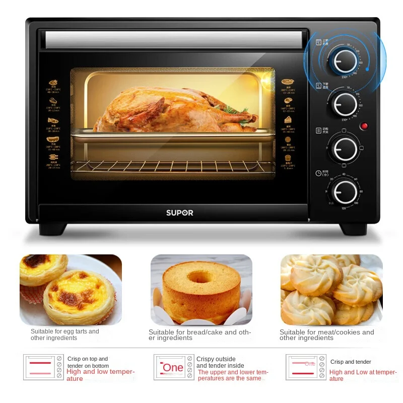 SUPER Electric Oven Household Electric Oven 35L Professional Baking Independent Temperature Control for Upper and Lower Pipes