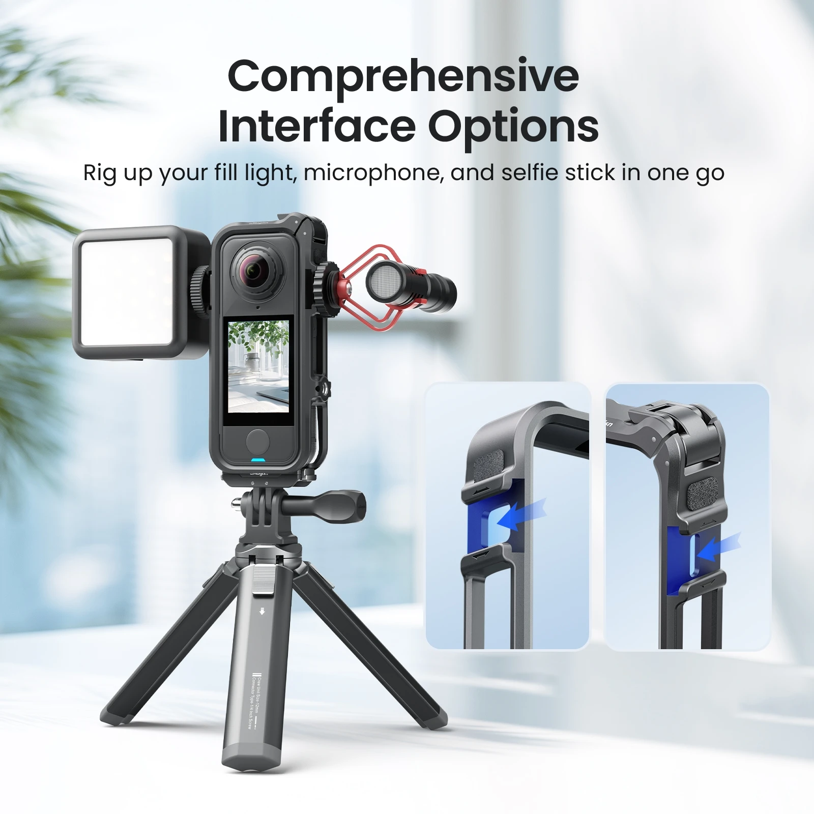 Rabbit Cage PC Protective Case for Insta360 X4 Air, Multifunctional Metal Frame Expansion Frame Expansion Adapter Mount