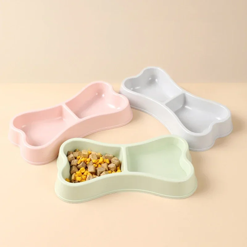 Pet Food Bowl Double Bowl Macaron Color Plastic Cat Bowl Dog Food Drinking Tray Feeding Cat Feeding Pet Supplies Dog Accessories