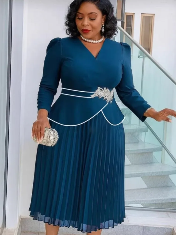 

Африканские платья для женщин, элегантное плиссированное платье миди с длинными рукавами, традиционная африканская одежда для женщин, Fairy Dreaes