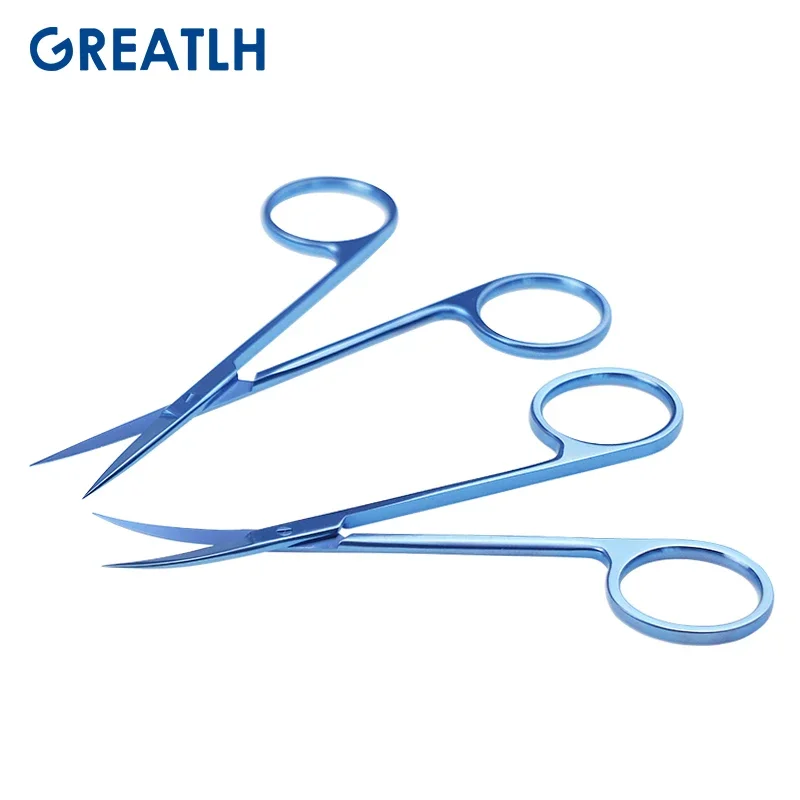 GREATLH 11.5cm Straight Curved Eye Scissors Ophthalmic Sucture Scissors Eye Surgical Instruments