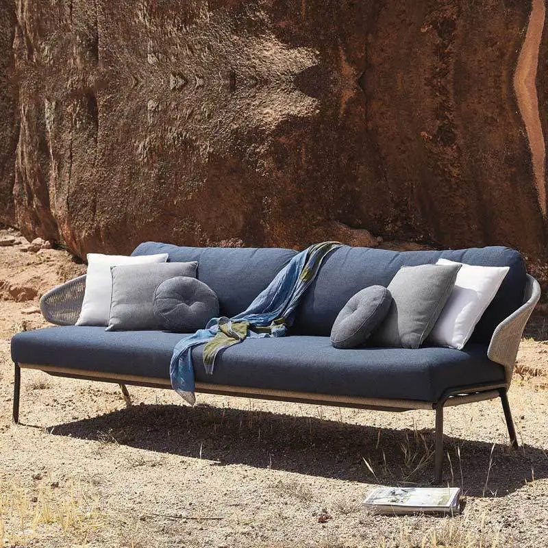 

Sofa courtyard custom outdoor PE rattan braided rope sofa combination sun room waterproof and sun protection