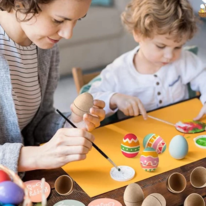 10Pc Paper Mache Eggs Empty Easter Eggs DIY Painting Easter Decor, Parent-child Interactive Games Party Favors Carnival Prizes