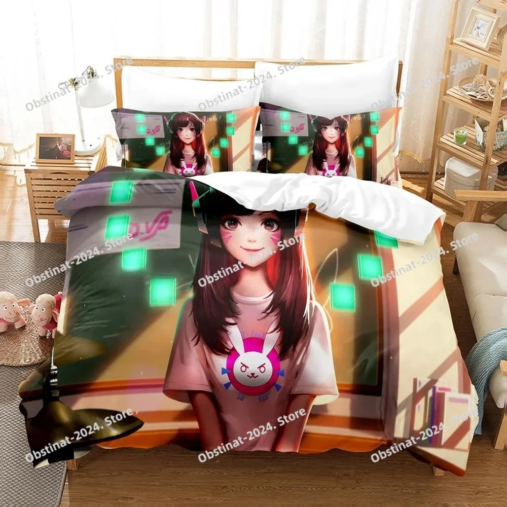 

3D Anime Sexy Girls Overwatch Bedding Set Printed Bed Set Duvet Cover Sheet Pillowcase Bed Soft Quilt Cover Full Queen King Size