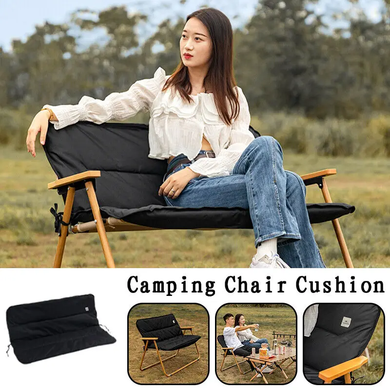 Padded Quilt Camping Chair Cushion for Outdoor Folding Garden Camping Seat Mat With Fasten Strap Chair Cushion New