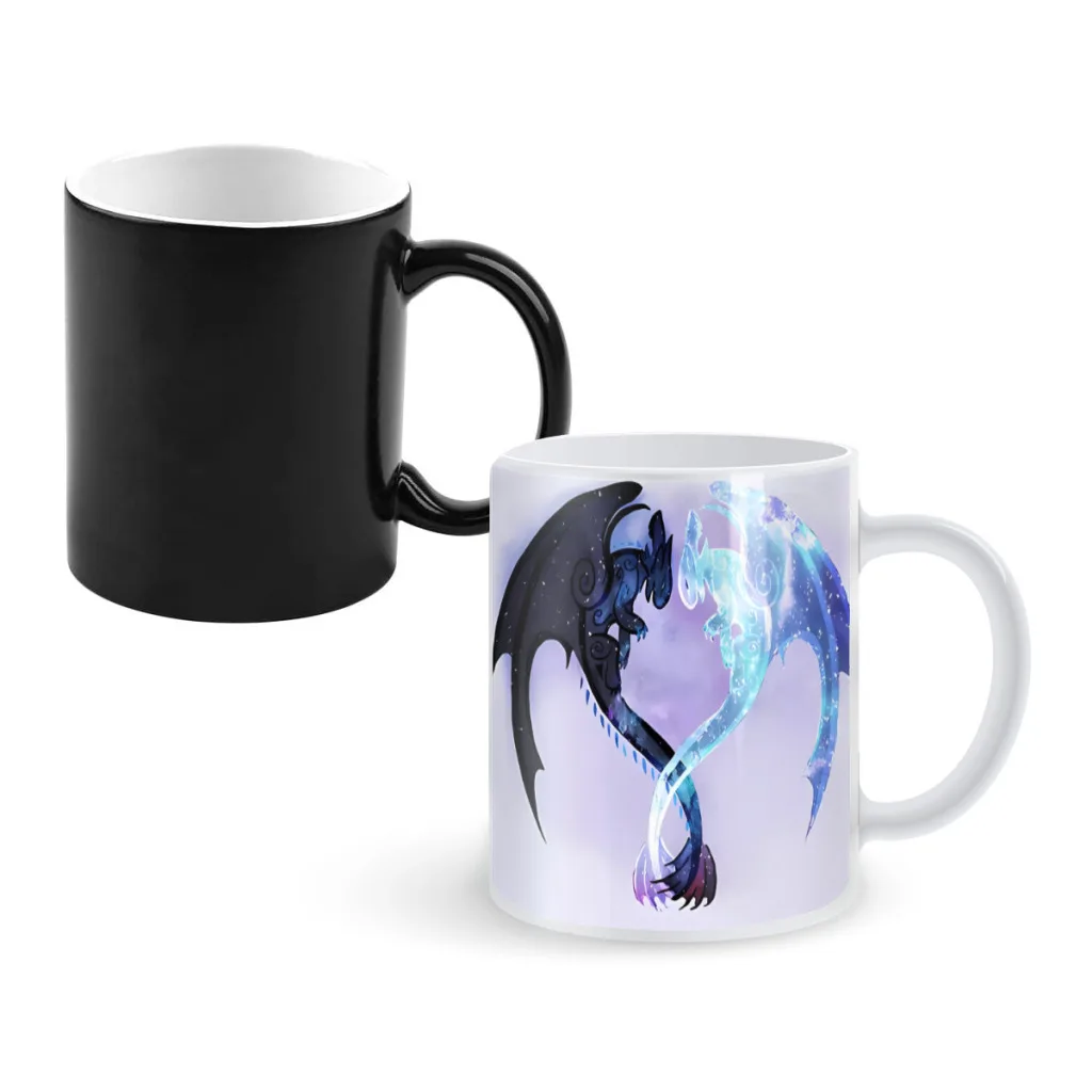 

Dragon Heart Toothless and Light Fury Ceramics Coffee Mugs Thermal Color-changing Gifts Drinkware Coffeeware 11OZ Ceramic