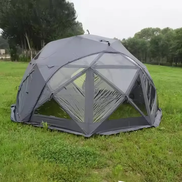 Afbeelding 4: Luxe Ronde Hotel Outdoor Canvas Octagon 6-8 Personen Verdikte Camping Glamping Ball Tent voor Familie
