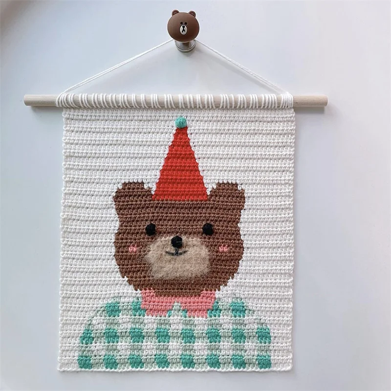 

Bohemian style new Cross-border sales Children's room Living Room Wall decoration for children gifts crocheted bear dog decor