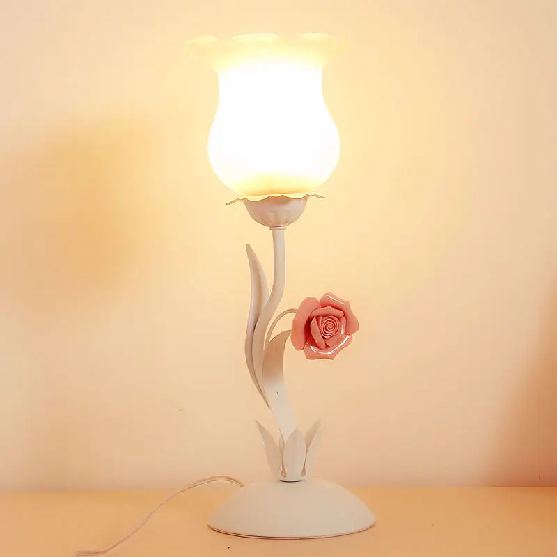 Homhi Rose Flower Table Lamp Led Lights Table Lamp For Girl Bedroom Edside Lamp Room Decorarion Cute Desk Items  HTL-087