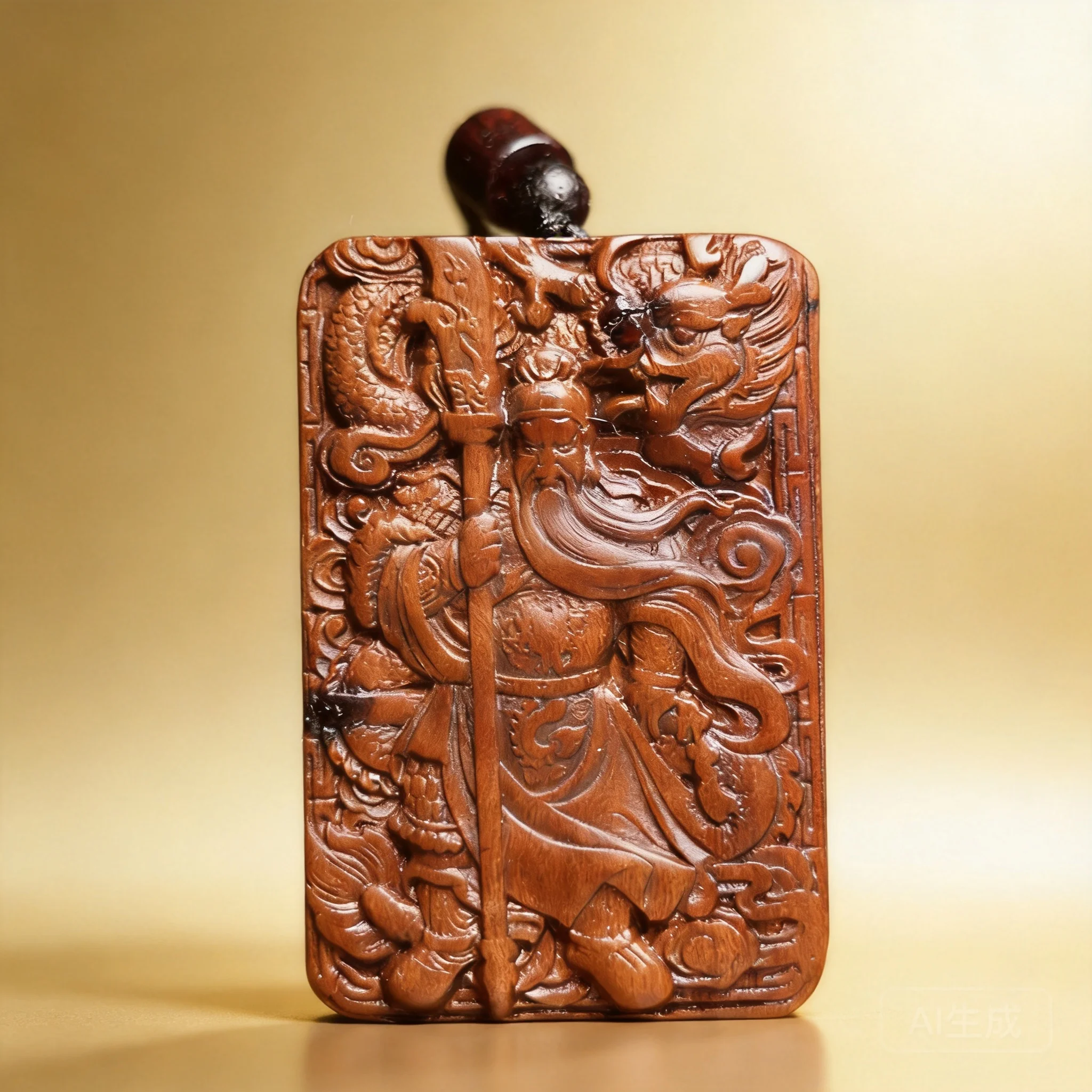 Natural Thunder Struck Jujube Wood Hand Carved Guan Gong Pendant Chinese Style Lucky Blessing Wealth Attracting Auspicious Amule