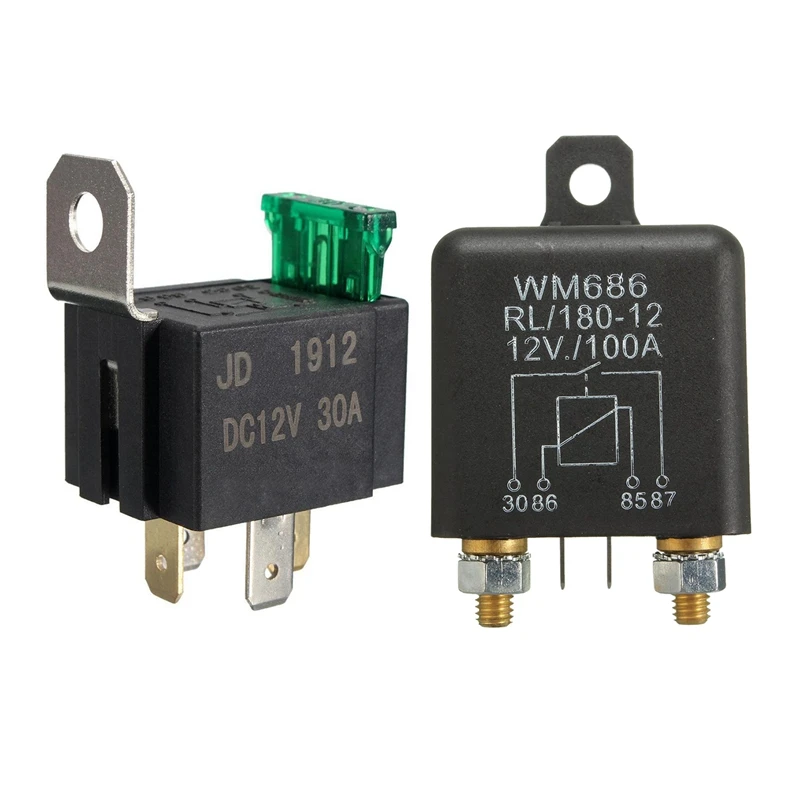 

2 Pcs 12V 4 Pin Car Relay: 1 Pcs 30A SPST Car Relay Switch & 1Pcs 100Amp ON/OFF Switch Split Charge Relay