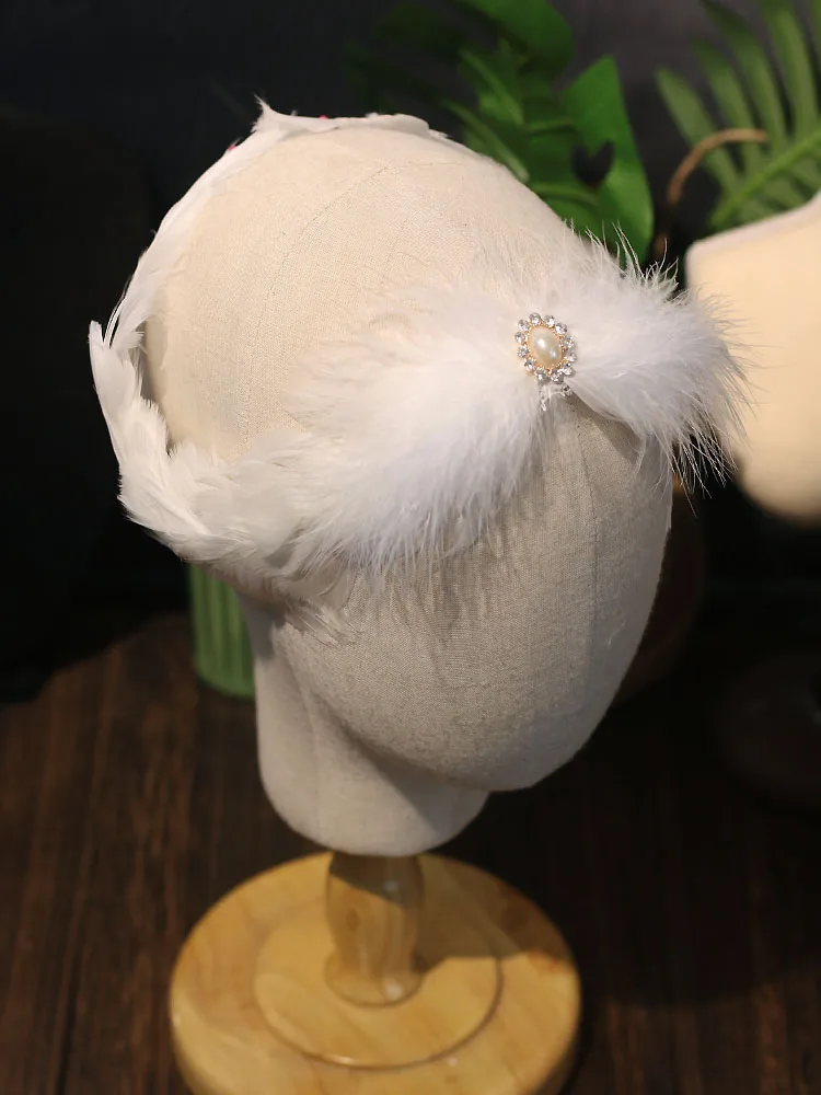 Swan Lake Hand Made Ballet White Feather Headband For Woman Hair Accessories,Princess Headdress Nutcracker Feather Headpiece