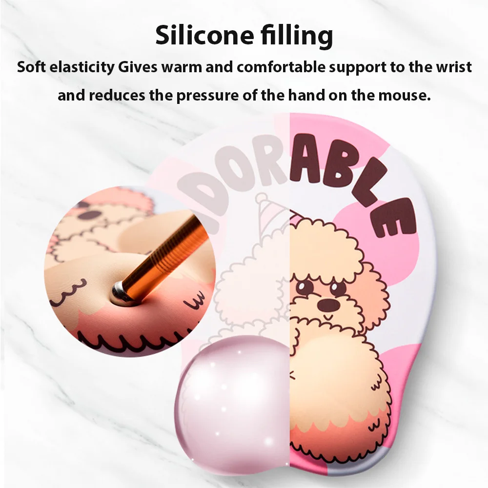 Anime Mouse Pad with Wrist Rest Non-slip Silicone Hand Rest 3D Cartoon Small Animals Cute Mouse Pad for PC Computer Laptop Game