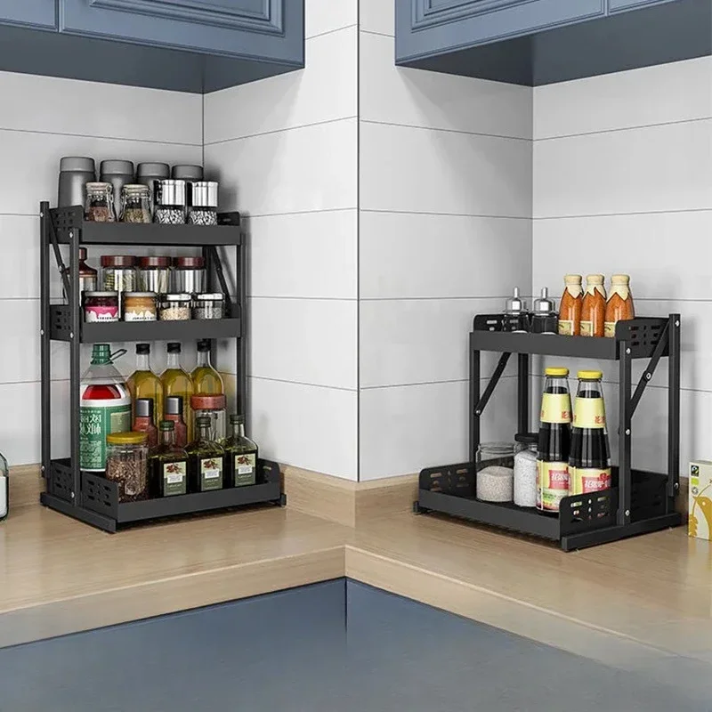 

Kitchen Seasoning Multi-layer Countertop Without Installation Foldable Storage Rack