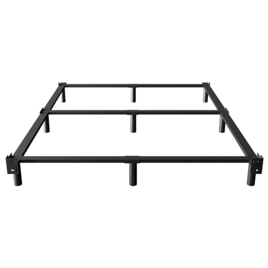 

7 Inch Queen Bed Frame for Box Spring and Mattress 9 Legs Support Metal Bed Base Tool-Free and Easy Assembly Black