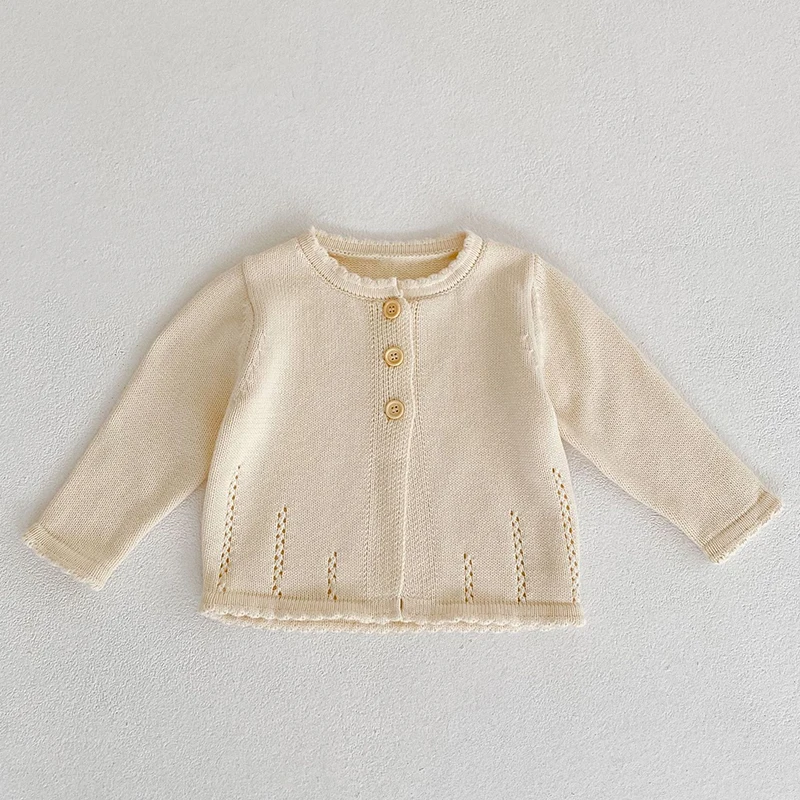 Cardigan tricoté à manches longues pour bébés filles de 0 à 3 ans, couleur Pure, doux, automne