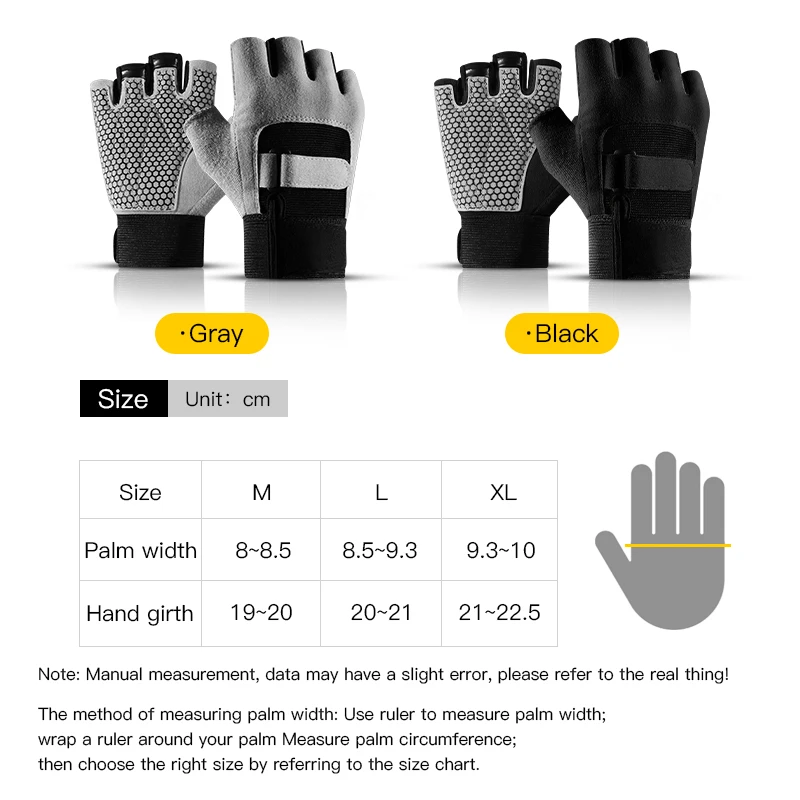 Guantes de entrenamiento de gimnasio para hombres y mujeres, Protector de muñeca de mano, conducción al aire libre, silicona antideslizante, resistente al desgaste, guantes de moto, negro