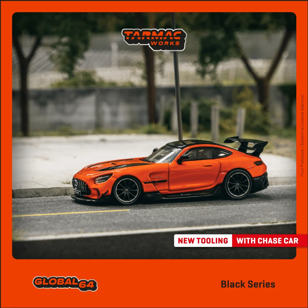 Pressa TW 1:64 AMGGT Black Series Orange Diecast Diorama collezione di modelli di auto giocattoli in miniatura Tarmac Works