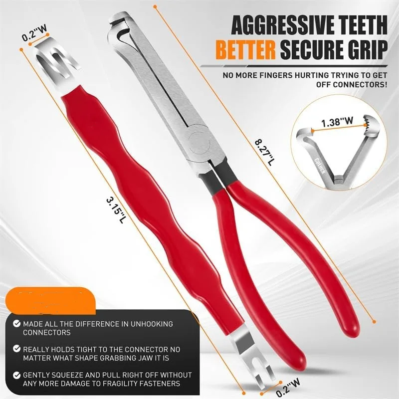 8'' 60-Degree Electrical Disconnect Pliers Automotive Connectors Sensors Angled Wire Plug Removal Tool for Electronics