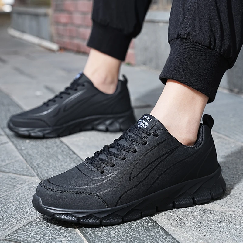 Big Size 48 Lace-up Sneakers Men New Men Shoes Autumn Low-cut Thick-soled Casual Sneakers Black Lightweight Men's Walking Shoes