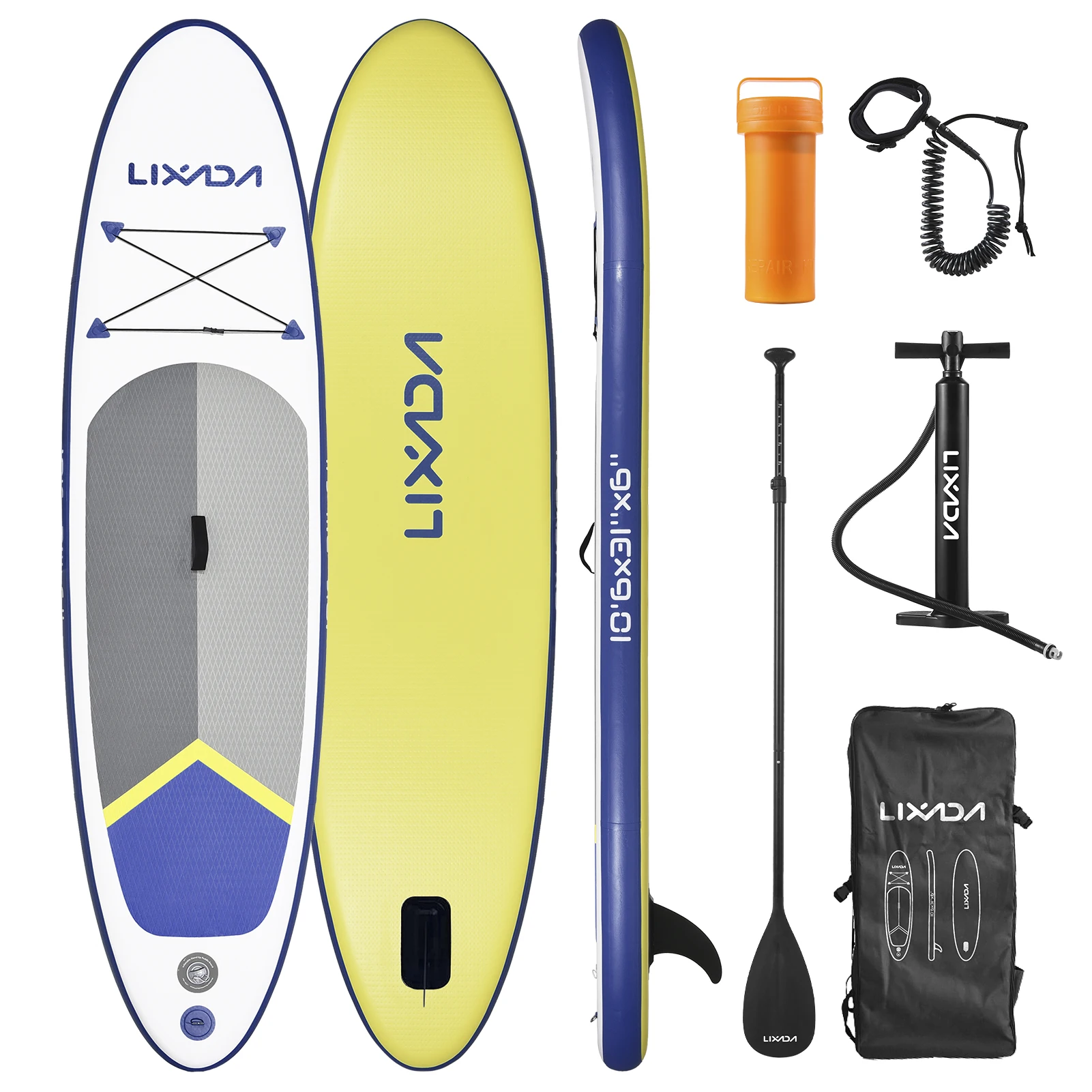 Aufblasbares Surf-Paddle-Board zum Aufstellen für Erwachsene, 15,2 cm dickes SUP-Paddleboard, Wassersport-Surf-Set, verstellbare Paddelpumpe – Detail 4